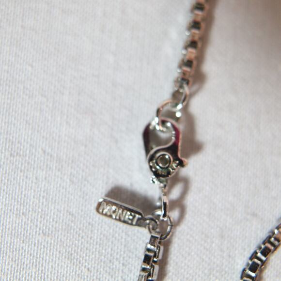 Monet Choker Necklace Silver Tone Box Links - Picture 4 of 6